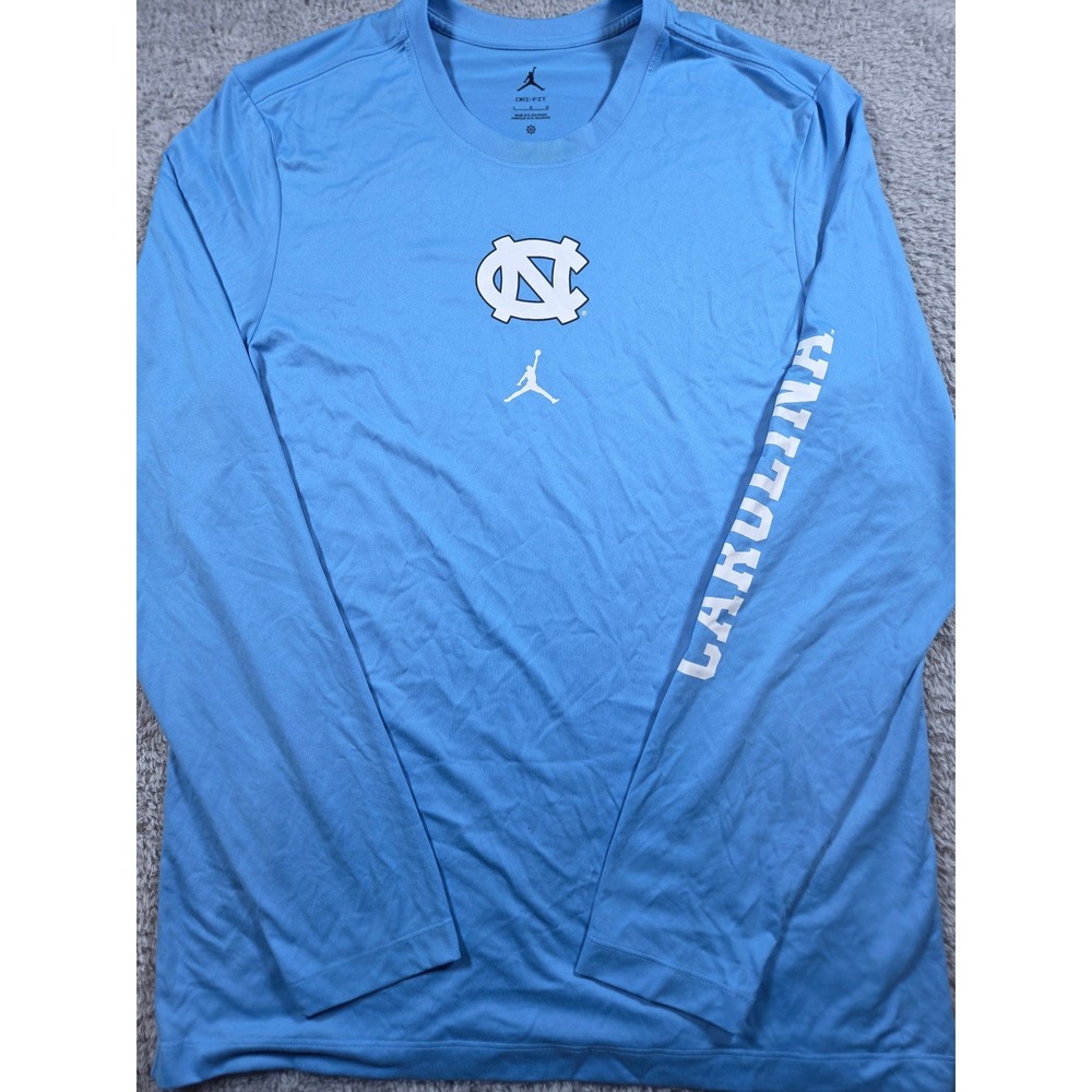Jordan UNC Long Sleeve Shirt Large Blue Mens Dri-FIT Carolina Tar Heels